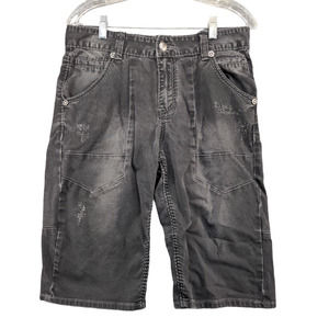 EXR Progressive Womens Jean Capris Black Size 31 Denim Distressed